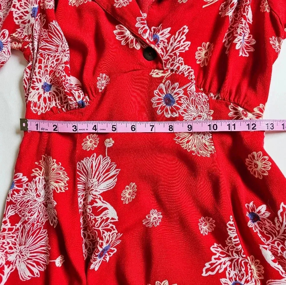 Free People Size XS Hawaiin printed v neck fit and Flare  viscose dress pocke… - Picture 10 of 11